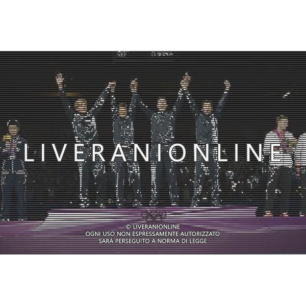 Londra, 05/08/2012. Olimpiadi London 2012. Scherma. Andrea Cassarˆ, Valerio Aspromonte, Andrea Baldini e Giorgio Avola vincono la medaglia d\' Oro nel Fioretto a Squadre battendo il Giappone per 45-39. Foto di Ferdinando Mezzelani / GMT
