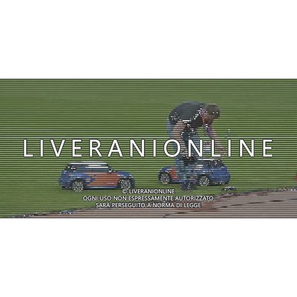 Operator with remote control mini cars which retrieve the Discus,javelins and hammers during competitions . Olympic Stadium, Olympic Park, Stratford. London AG ALDO LIVERANI S A S ONLY ITALY
