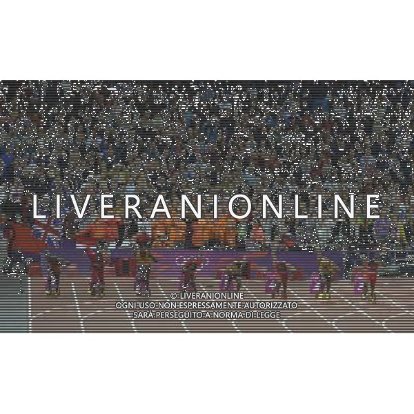 Start of the men\'s 100m final . Olympic Stadium, Olympic Park, Stratford. London AG ALDO LIVERANI S A S ONLY ITALY