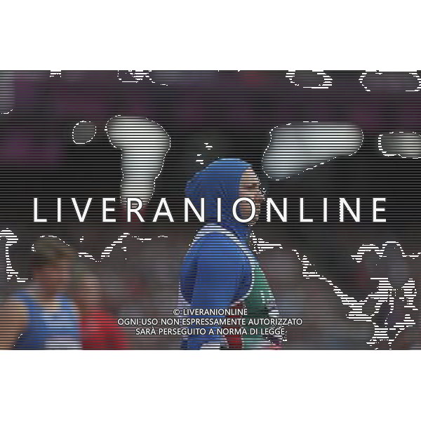 (120806) -- LONDON, Aug. 6, 2012 () -- Leyla Rajabi of Iran competes during the women\'s shot put qualification match of Athletics event at London 2012 Olympic Games, London, Britain, Aug. 6, 2012. (/Liao Yujie) AG ALDO LIVERANI S A S ONLY ITALY