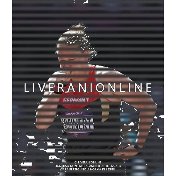 (120806) -- LONDON, Aug. 6, 2012 () -- Nadine Kleinert of Germany ponders during the women\'s shot put qualification match of Athletics event at London 2012 Olympic Games, London, Britain, Aug. 6, 2012. (/Liao Yujie) AG ALDO LIVERANI S A S ONLY ITALY