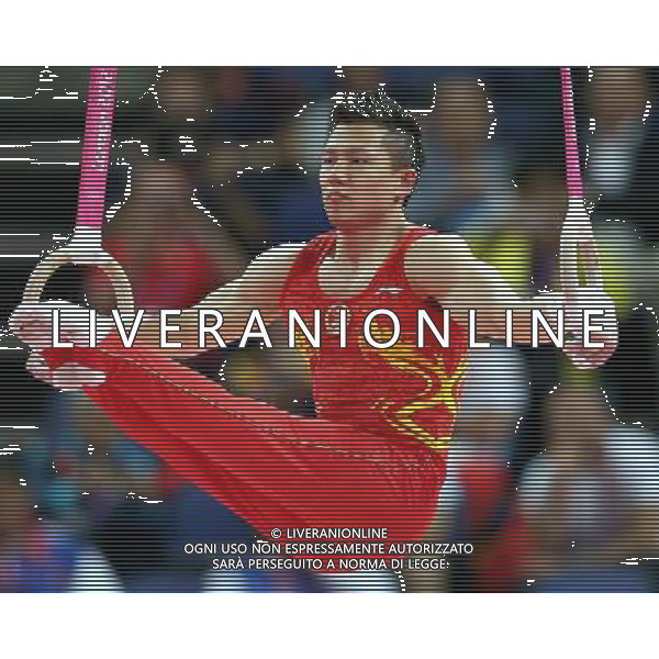 (120806) -- LONDON, Aug. 6, 2012 () -- Chen Yibing of China competes during men\'s rings final contest of Gymnastics Artistic event, at London 2012 Olympic Games in London, Britain, on August 6, 2012. Chen Yibing of China won silver medal. (/Fan Jun) (nxl) AG ALDO LIVERANI S A S ONLY ITALY