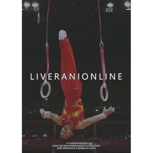 (120806) -- LONDON, Aug. 6, 2012 () -- Chen Yibing of China competes during men\'s rings final contest of Gymnastics Artistic event, at London 2012 Olympic Games in London, Britain, on August 6, 2012. Chen Yibing of China won silver medal. (/Shen Bohan) (nxl) AG ALDO LIVERANI S A S ONLY ITALY