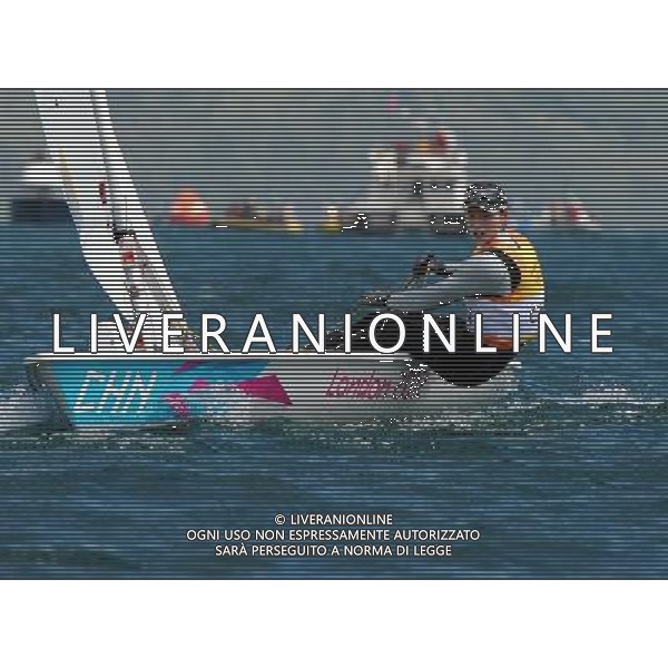 (120806) -- LONDON, Aug. 6, 2012 () -- China\'s Xu Lijia (front) competes during women\'s laser radial race of sailing event, at London 2012 Olympic Games, London, Britain, Aug. 6, 2012. China\'s Xu Lijia won gold medal. (/Gong Lei)(zgp) AG ALDO LIVERANI S A S ONLY ITALY