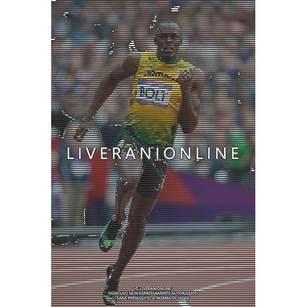 LONDYN 07.08.2012 IGRZYSKA 30 OLIMPIADY LONDON 2012 THE GAMES OF THE XXXOLIMPIAD LEKKOATLETYKA ATHLETICS NZ USAIN BOLT FOT MAREK BICZYK PRZEGLAD SPORTOWY NEWSPIX.PL.07.2012 London 2012. Athletics. semifinals of 200 meters --- Newspix.pl AG ALDO LIVERANI S A S ONLY ITALY *** Local Caption *** www.newspix.pl mail us: info@newspix.pl call us: 0048 022 23 22 222 --- Polish Picture Agency by Ringier Axel Springer Poland