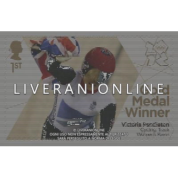 Great Britain\'s gold medal winners of the London 2012 Olympics have been honoured by the Royal Mail with special stamps which have been printed within hours of the medal ceremonies. Pic shows: Victoria Pendleton, gold medallist in the Women\'s Keirin Track Cycling AG ALDO LIVERANI SAS - ITALY ONLY -