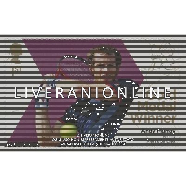 Great Britain\'s gold medal winners of the London 2012 Olympics have been honoured by the Royal Mail with special stamps which have been printed within hours of the medal ceremonies. Pic shows: Andy Murray, gold medallist in the Men\'s Singles Tennis AG ALDO LIVERANI SAS - ITALY ONLY -