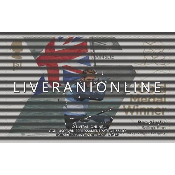 Great Britain\'s gold medal winners of the London 2012 Olympics have been honoured by the Royal Mail with special stamps which have been printed within hours of the medal ceremonies. Pic shows: Ben Ainslie, gold medallist in the Finn Class Sailing, Men\'s Heavyweight Dinghy AG ALDO LIVERANI SAS - ITALY ONLY -