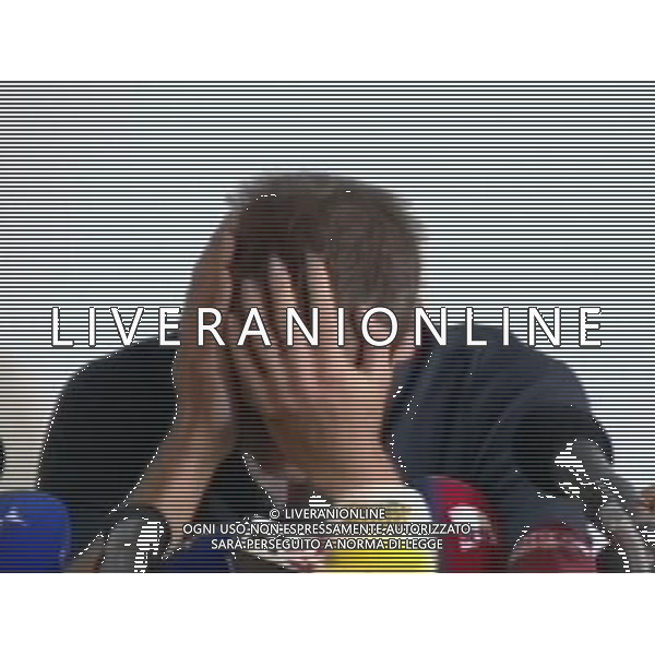 Alex Schwazer in conferenza stampa per spiegare la sua situazione sulla sua squalifica dai giochi olimpici di Londra 2012 immagini televisive SKYSPORT24/AG ALDO LIVERANI OBBLIGATORIO CITARE LA FONTE TELEVISIVA