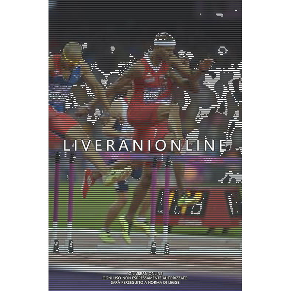 Felix Sanchez (Dominican Republic) winner of the men\'s 400m hurdles final. Olympic Stadium, Olympic Park, Stratford. London AG ALDO LIVERANI S A S ONLY ITALY