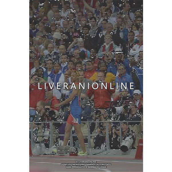 Felix Sanchez (Dominican Republic) winner of the men\'s 400m hurdles final. Olympic Stadium, Olympic Park, Stratford. London AG ALDO LIVERANI S A S ONLY ITALY