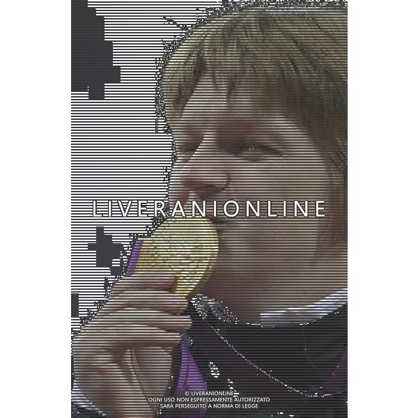 Nadzeya Ostapchuk (Belarus) gold medalist Women\'s Shot Putt. Olympic Stadium, Olympic Park, Stratford. London AG ALDO LIVERANI S A S ONLY ITALY