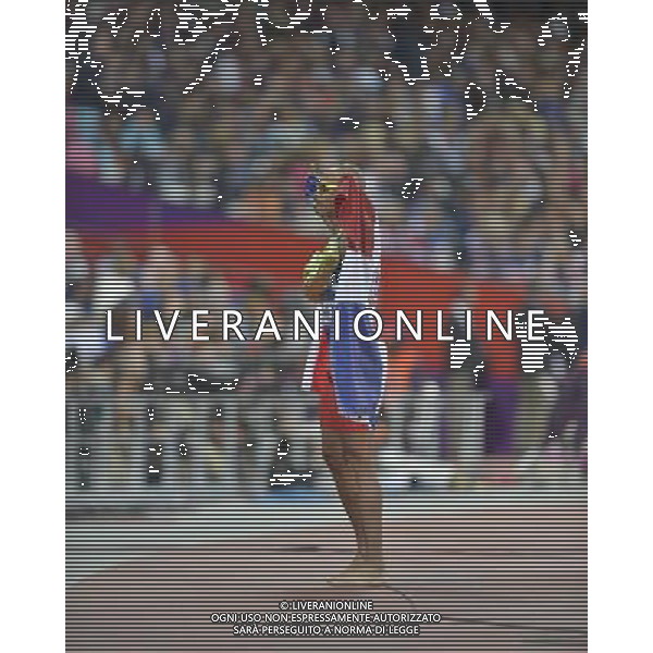 Felix Sanchez (Dominican Republic) winner of the men\'s 400m hurdles final. Olympic Stadium, Olympic Park, Stratford. London AG ALDO LIVERANI S A S ONLY ITALY