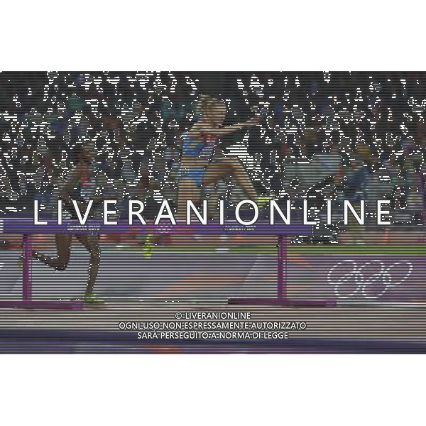 Yuliya Zaripova (Russia) winner of the women\'s 3000m steeplechase. Olympic Stadium, Olympic Park, Stratford. London AG ALDO LIVERANI S A S ONLY ITALY