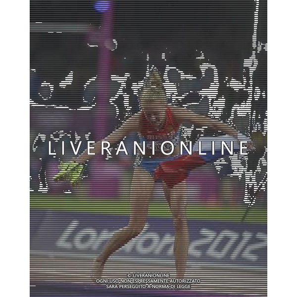 Yuliya Zaripova (Russia) winner of the women\'s 3000m steeplechase. Olympic Stadium, Olympic Park, Stratford. London AG ALDO LIVERANI S A S ONLY ITALY