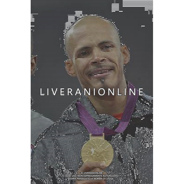 Felix Sanchez (Dominican Republic) Gold medalist men\'s 400m hurdles. Olympic Stadium, Olympic Park, Stratford. London AG ALDO LIVERANI S A S ONLY ITALY