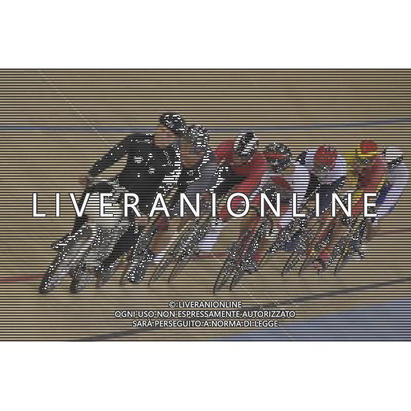 Sir Chris Hoy (Great Britain) 5th from left in the 1st round of the men\'s keirin. Velodrome, Olympic Park, Stratford. London AG ALDO LIVERANI S A S ONLY ITALY