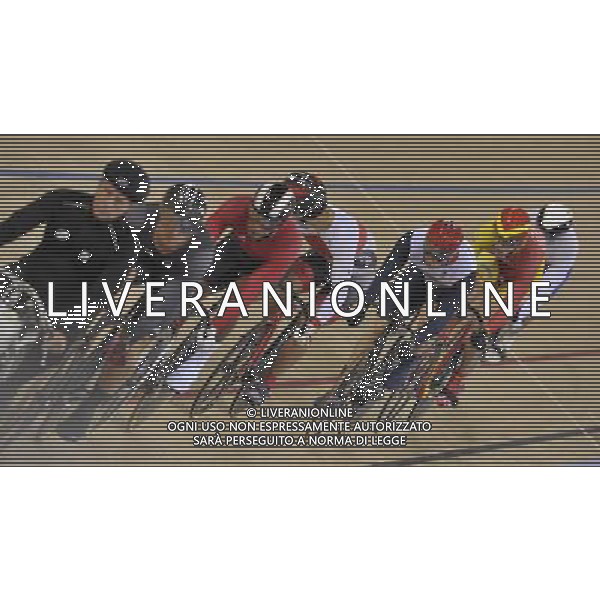 Sir Chris Hoy (Great Britain) 5th from left in the 1st round of the men\'s keirin. Velodrome, Olympic Park, Stratford. London AG ALDO LIVERANI S A S ONLY ITALY