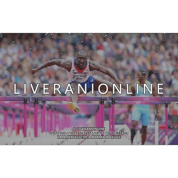 (120807) -- LONDON, Aug. 7, 2012 () -- Ladji Doucoure of France competes during men\'s 110m hurdles heat at London 2012 Olympic Games, London, Britain, Aug. 7, 2012. (/Liao Yujie)(zgp) AG ALDO LIVERANI S A S ONLY ITALY