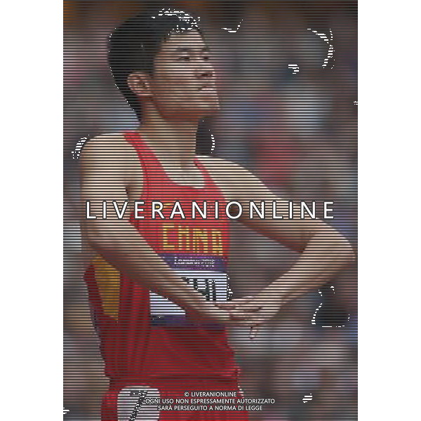 (120807) -- LONDON, Aug. 7, 2012 () -- China\'s Shi Dongpeng warms up before men\'s 110m hurdles heat at London 2012 Olympic Games, London, Britain, Aug. 7, 2012. Shi Dongpeng was disqualified for the final with 13.78. (/Li Ming)(zgp) AG ALDO LIVERANI S A S ONLY ITALY