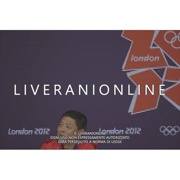 (120807) -- LONDON, Aug. 7, 2012 () -- Feng Shuyong, vice president of Chinese Athletics Association and also head coach of the national athletics squad, attends a press conference after men\'s 110m hurdles at London 2012 Olympic Games, London, Britain, Aug. 7, 2012. Liu Xiang and his coach Sun Haiping did not attend the press conference. (/Liao Yujie)(zgp) AG ALDO LIVERANI S A S ONLY ITALY