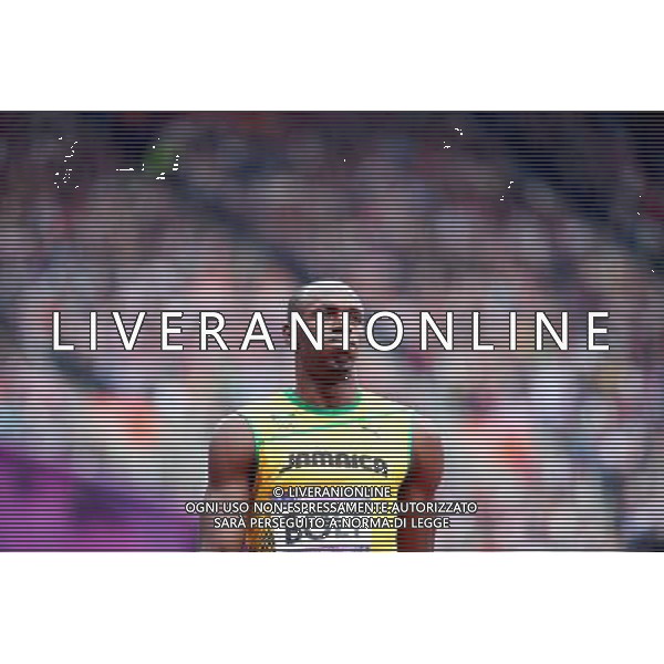(120807) -- LONDON, Aug. 7, 2012 () -- Usain Bolt of Jamaica competes during men\'s 200m heat at London 2012 Olympic Games, London, Britain, Aug. 7, 2012. Bolt advanced to semifinal with 20.39. (/Liao Yujie)(zgp) AG ALDO LIVERANI S A S ONLY ITALY