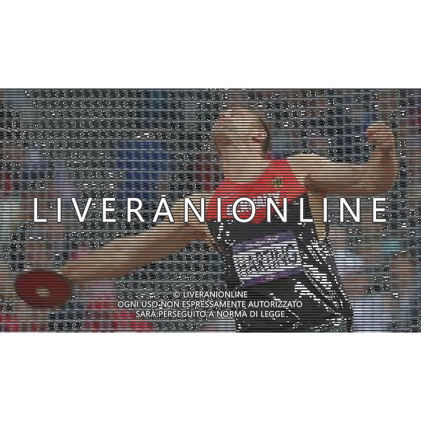 (120807) -- LONDON, Aug. 7, 2012 () -- Robert Harting of Germany competes during men\'s Discus Throw final contest, at London 2012 Olympic Games in London, Britain, on August 7, 2012. Robert Harting of Germany won gold medal .(/Wang Lili) (nxl) AG ALDO LIVERANI S A S ONLY ITALY