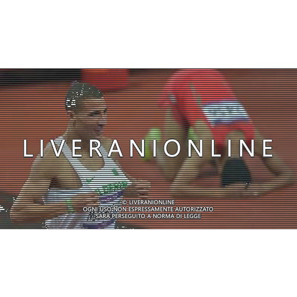 (120807) -- LONDON, Aug. 7, 2012 () -- Taoufik Makhloufi of Algeria celebrates after winning in men\'s 1500m final contest, at London 2012 Olympic Games in London, Britain, on August 7, 2012. Taoufik Makhloufi of Algeria won gold medal. (/Chen Xiaowei) (nxl) AG ALDO LIVERANI S A S ONLY ITALY