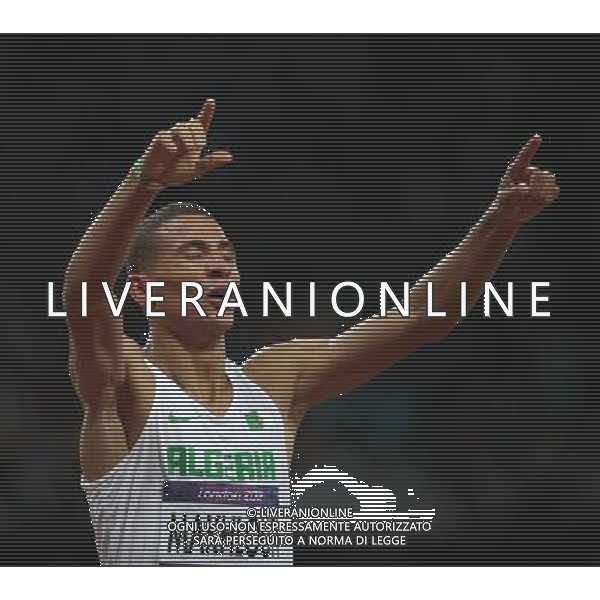 (120807) -- LONDON, Aug. 7, 2012 () -- Taoufik Makhloufi of Algeria celebrates aftetr winning in men\'s 1500m final contest, at London 2012 Olympic Games in London, Britain, on August 7, 2012. Taoufik Makhloufi of Algeria won gold medal. (/Liao Yujie) (nxl) AG ALDO LIVERANI S A S ONLY ITALY