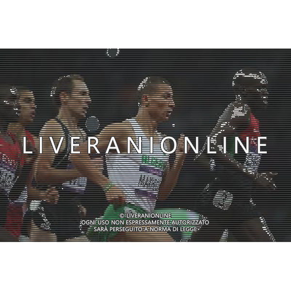 (120807) -- LONDON, Aug. 7, 2012 () -- Taoufik Makhloufi of Algeria celebrates aftetr winning in men\'s 1500m final contest, at London 2012 Olympic Games in London, Britain, on August 7, 2012. Taoufik Makhloufi of Algeria won gold medal. (/Liao Yujie) (nxl) AG ALDO LIVERANI S A S ONLY ITALY