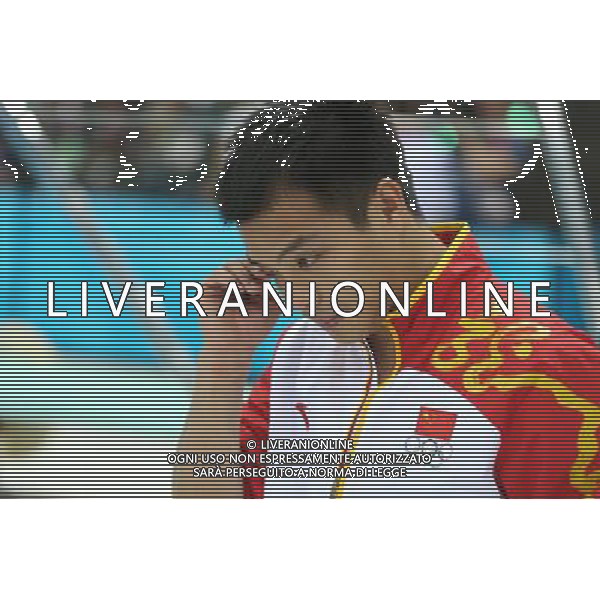 (120807) -- LONDON, Aug. 7, 2012 () -- He Chong of China reacts after men\'s 3m springboard of diving, at London 2012 Olympic Games in London, Britain, on August 7, 2012. He Chong won bronze medal in this event. (/Fei Maohua) (zgp) AG ALDO LIVERANI S A S ONLY ITALY