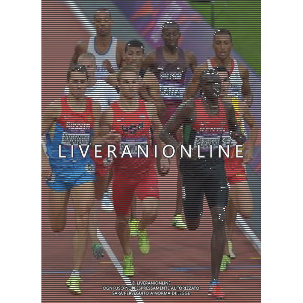 (120807) -- LONDON, Aug. 7, 2012 () -- David Lekuta Rudisha (R, front) of Kenya runs during the men\'s 800m semifinals heat 1 competition at London 2012 Olympic Games, London, Britain, Aug. 7, 2012. David Lekuta Rudisha finished with a time of 1:44.35 and qualified for the final. (/Chen Xiaowei) AG ALDO LIVERANI S A S ONLY ITALY