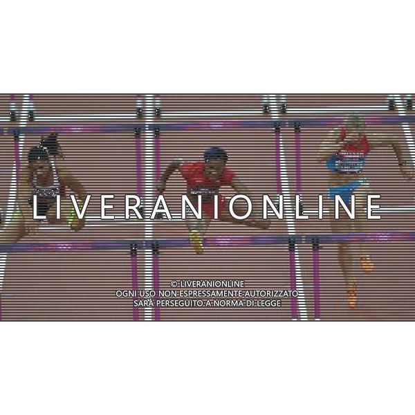 (120807) -- LONDON, Aug. 7, 2012 () -- Kellie Wells of USA (C) competes in women\'s 100m hurdles semifinal 3 competition, at London 2012 Olympic Games in London, Britain, on August 7, 2012. (/Chen Xiaowei) (nxl) AG ALDO LIVERANI S A S ONLY ITALY