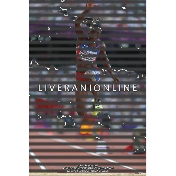 (120805) -- LONDON, Aug. 5, 2012 () -- Caterine Ibarguen of Colombia competes during women\'s triple jump final contest, at London 2012 Olympic Games in London, Britain, on August 5, 2012. Caterine Ibarguen of Colombia won silver medal. (/Wang Lili) (nxl) AG ALDO LIVERANI S A S ONLY ITALY