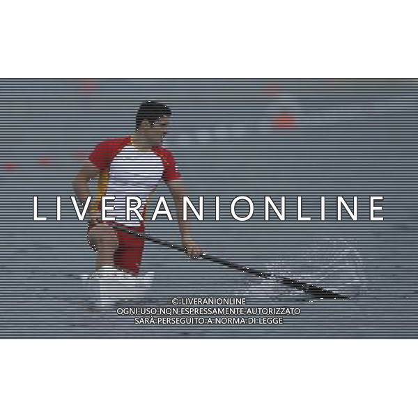 (120807) -- LONDON, Aug. 7, 2012 () -- David Cal Figueroa of Spain is pictured after men\'s 1000m Canoe Single (C1) competition of Canoe Sprint event, at London 2012 Olympic Games in Britain, on August 7, 2012. David Cal Figueroa of Spain won silver medal (/Shen Bohan) (nxl) AG ALDO LIVERANI S A S ONLY ITALY