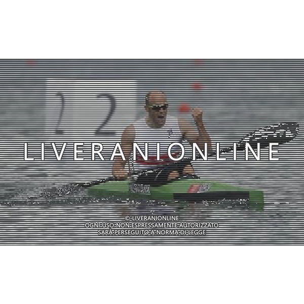 (120807) -- LONDON, Aug. 7, 2012 () -- Eirik Veras Larsen of Norway takes part in men\'s kayak single (K1) 1000m competition of Canoe Sprint event, at London 2012 Olympic Games in London, Britain, on August 7, 2012. Eirik Veras Larsen of Norway won gold medal. (/Shen Bohan) (nxl) AG ALDO LIVERANI S A S ONLY ITALY