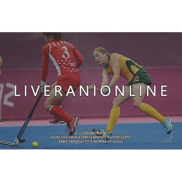 (120807) -- LONDON, Aug. 7, 2012 () -- Players compete during women\'s hockey classification 9th-10th match between Japan and South Africa, at London 2012 Olympic Games in London, Britain, on August 7, 2012. Japan won 2-1. (/Tao Xiyi) (nxl) AG ALDO LIVERANI S A S ONLY ITALY