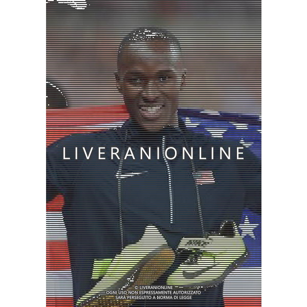 (120809) -- LONDON, Aug. 9, 2012 () -- Will Claye of USA celebrates after men\'s triple jump final, at London 2012 Olympic Games, London, Britain, Aug. 9, 2012. Will Claye of USA won silver medal in this event. (/Yang Zongyou)(zgp) ©photoshot/AGENZIA ALDO LIVERANI SAS - ITALY ONLY - GIOCHI OLIMPICI, OLIMPIADI LONDRA 2012