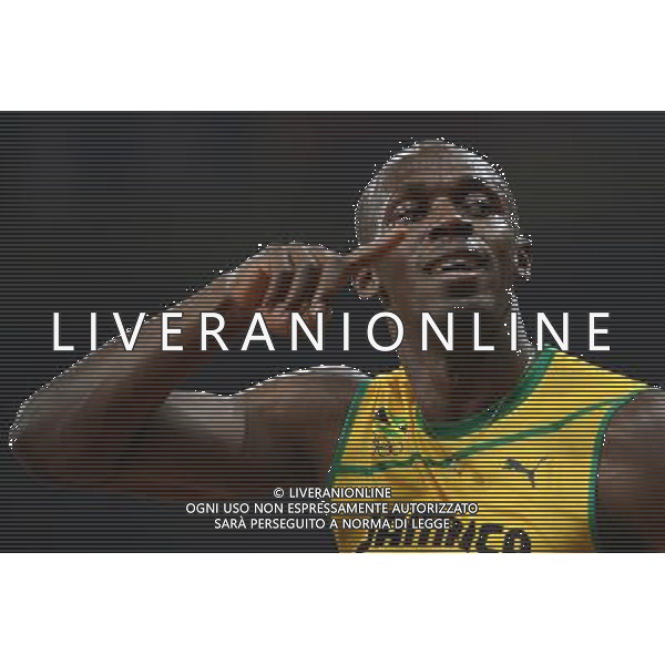 (120809) -- LONDON, Aug. 9, 2012 () -- Usain Bolt of Jamaica celebrates after men\'s 200m final, at London 2012 Olympic Games, London, Britain, Aug. 9, 2012. Usain Bolt won gold medal with 19.32. (/Li Ga)(zgp) ©photoshot/AGENZIA ALDO LIVERANI SAS - ITALY ONLY - GIOCHI OLIMPICI, OLIMPIADI LONDRA 2012