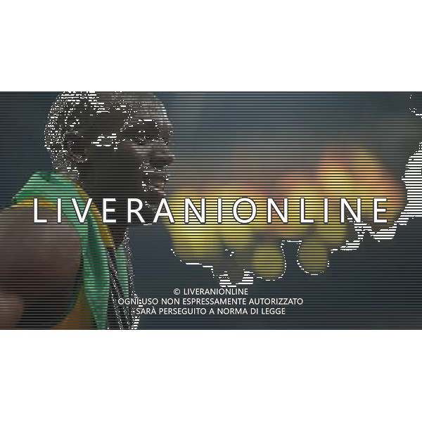 (120809) -- LONDON, Aug. 9, 2012 () -- Usain Bolt of Jamaica celebrates after men\'s 200m final, at London 2012 Olympic Games, London, Britain, Aug. 9, 2012. Usain Bolt won gold medal with 19.32. (/Li Ga)(zgp) ©photoshot/AGENZIA ALDO LIVERANI SAS - ITALY ONLY - GIOCHI OLIMPICI, OLIMPIADI LONDRA 2012