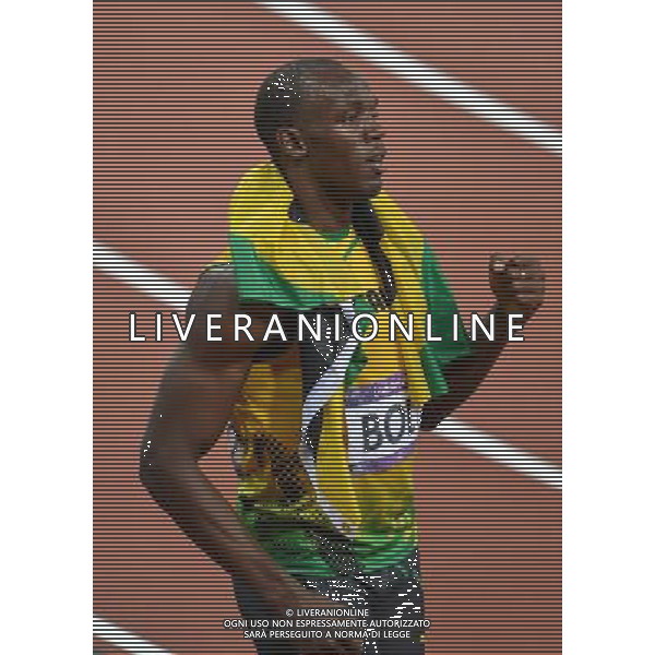 (120809) -- LONDON, Aug. 9, 2012 () -- Usain Bolt of Jamaica celebrates after men\'s 200m final, at London 2012 Olympic Games, London, Britain, Aug. 9, 2012. Usain Bolt won gold medal with 19.32. (/Gong Lei)(zgp) ©photoshot/AGENZIA ALDO LIVERANI SAS - ITALY ONLY - GIOCHI OLIMPICI, OLIMPIADI LONDRA 2012