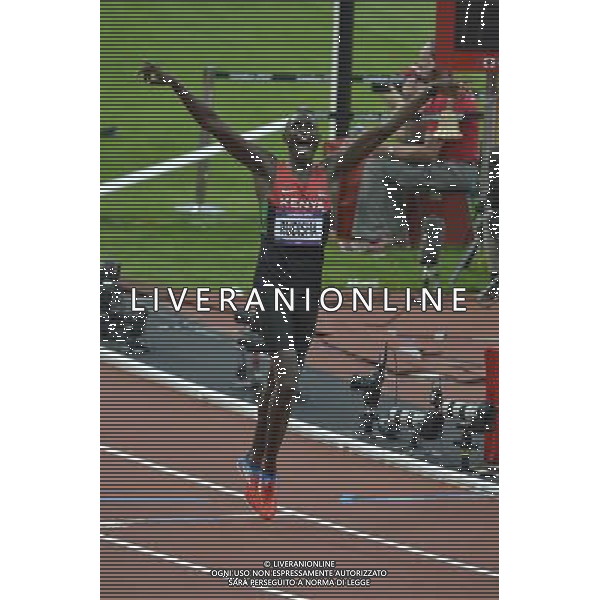 David Lekuta Rudisha (Kenya) winning the final of the Men\'s 800m and breaking the World Record. Olympic Stadium, Olympic Park, Stratford. London ©photoshot/AGENZIA ALDO LIVERANI SAS - ITALY ONLY - GIOCHI OLIMPICI, OLIMPIADI LONDRA 2012