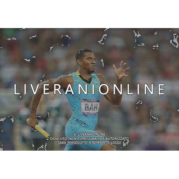 (120810) -- LONDON, Aug. 10, 2012 () -- Ramon Miller of Bahamas competes in men\'s 4x400m relay final at London 2012 Olympic Games, London, Britain, Aug. 10, 2012. The Bahamian team won gold medal with 2:56.72. (/Yin Gang)(zgp) AG ALDO LIVERANI S A S ONLY ITALY