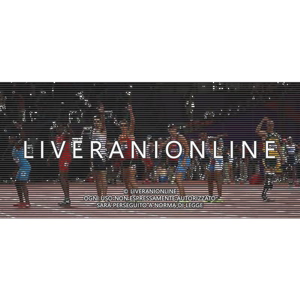 (120810) -- LONDON, Aug. 10, 2012 () -- Oscar Pistorius (1st R) of South Africa competes in men\'s 4x400m relay final at London 2012 Olympic Games, London, Britain, Aug. 10, 2012. The team of South Africa ranked 8th with 3:03.46 (/Liao Yujie)(zgp) AG ALDO LIVERANI S A S ONLY ITALY