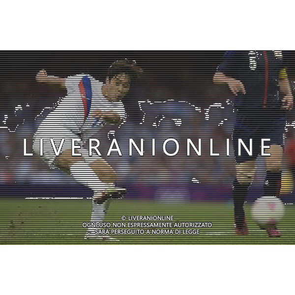 (120810) -- LONDON, Aug. 10, 2012 () -- Park Chuyoung (L) of South Korea competes during the men\'s football bronze medal match against Japan at London 2012 Olympic Games, London, Britain, Aug. 10, 2012. South Korea won the match 2-0 and claimed the bronze medal of the event. (/Wang Qingqin) AG ALDO LIVERANI S A S ONLY ITALY