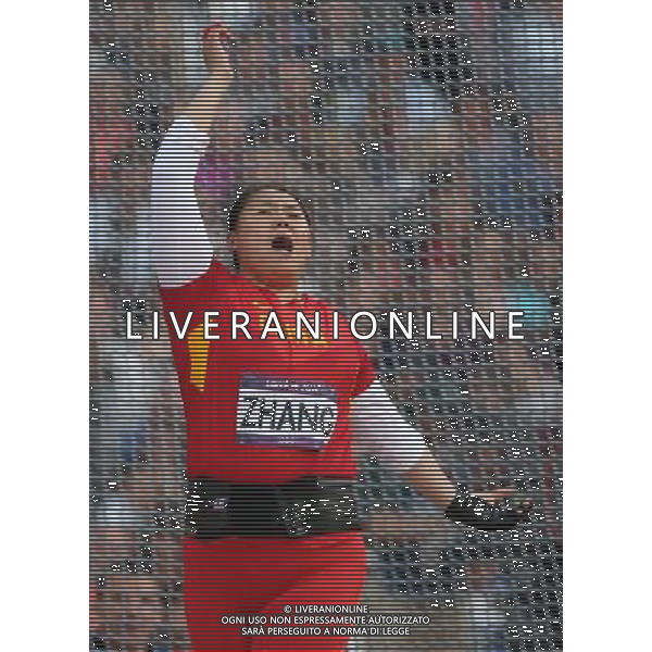 (120810) -- LONDON, Aug. 10, 2012 () -- China\'s Zhang Wenxiu competes during women\'s hammer throw final at London 2012 Olympic Games, London, Britain, Aug. 10, 2012. Zhang Wenxiu ranked fourth with 76.34 meters. (/Liao Yujie)(zgp) AG ALDO LIVERANI S A S ONLY ITALY
