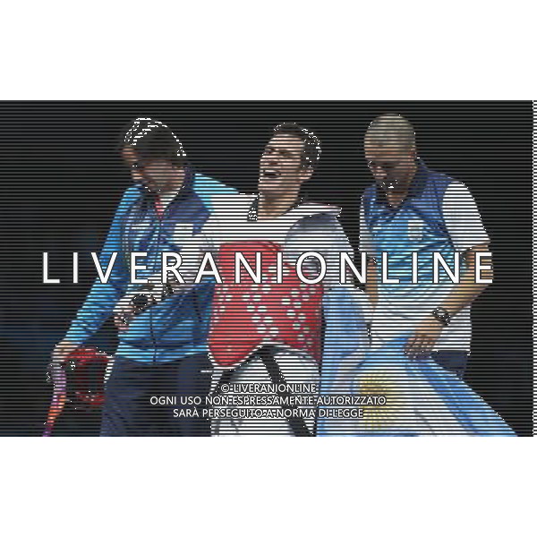 (120810) -- LONDON, Aug. 10, 2012 () -- Sebastian Eduardo Crismanich of Argentina (red) celebrates after winning over Nicolas Garcia Hemme of Spain during the gold medal match of men\'s Taekwondo -80kg event at London 2012 Olympic Games in London, Britain, on August 10, 2012. Sebastian Eduardo Crismanich of Argentina won the match and claimed the gold medal of the event. (/Wang Lili) AG ALDO LIVERANI S A S ONLY ITALY
