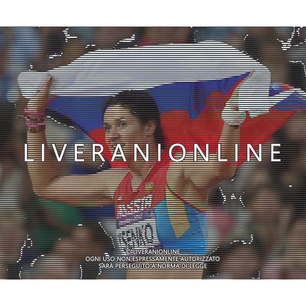 (120810) -- LONDON, Aug. 10, 2012 () -- Tatyana Lysenko of Russia celebrates after women\'s hammer throw final at London 2012 Olympic Games, London, Britain, Aug. 10, 2012. Tatyana Lysenko won gold medal with a new Olympic record of 78.18 meters.(/Liao Yujie)(zgp) AG ALDO LIVERANI S A S ONLY ITALY
