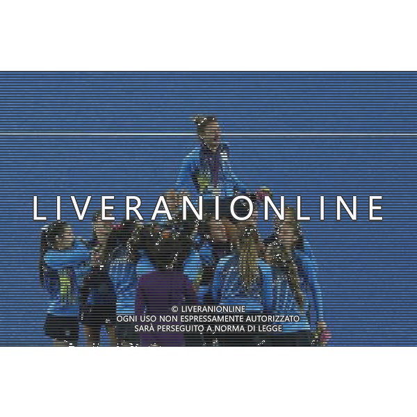 (120810) -- LONDON, Aug. 10, 2012 () -- Silver medalists players of Argentina celebrate at the awarding ceremony of women\'s hockey event at London 2012 Olympic Games, London, Britain, Aug. 10, 2012. (/Shen Bohan) AG ALDO LIVERANI S A S ONLY ITALY