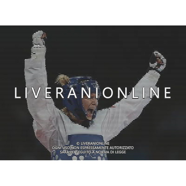 (120810) -- LONDON, Aug. 10, 2012 () -- Helena Fromm of Germany celebrates after winning over Carmen Marton of Australia during the bronze medal match of women\'s Taekwondo -67kg event at London 2012 Olympic Games in London, Britain, on August 10, 2012. Helena Fromm of Germany won the match and claimed the bronze medal of the event. (/Wang Lili) AG ALDO LIVERANI S A S ONLY ITALY